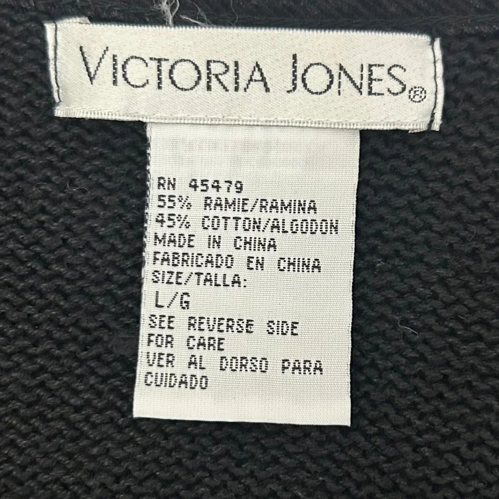 Victoria Jones Halloween Sweater Vest Women L Black Zip Up Ghost Pumpkin Bat VTG